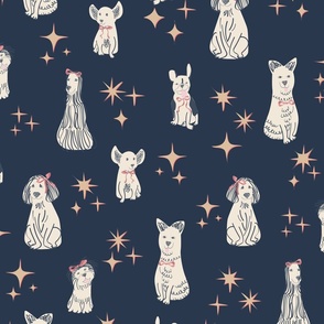 (L) Pawsome dogs Party - navy blue and peach tones