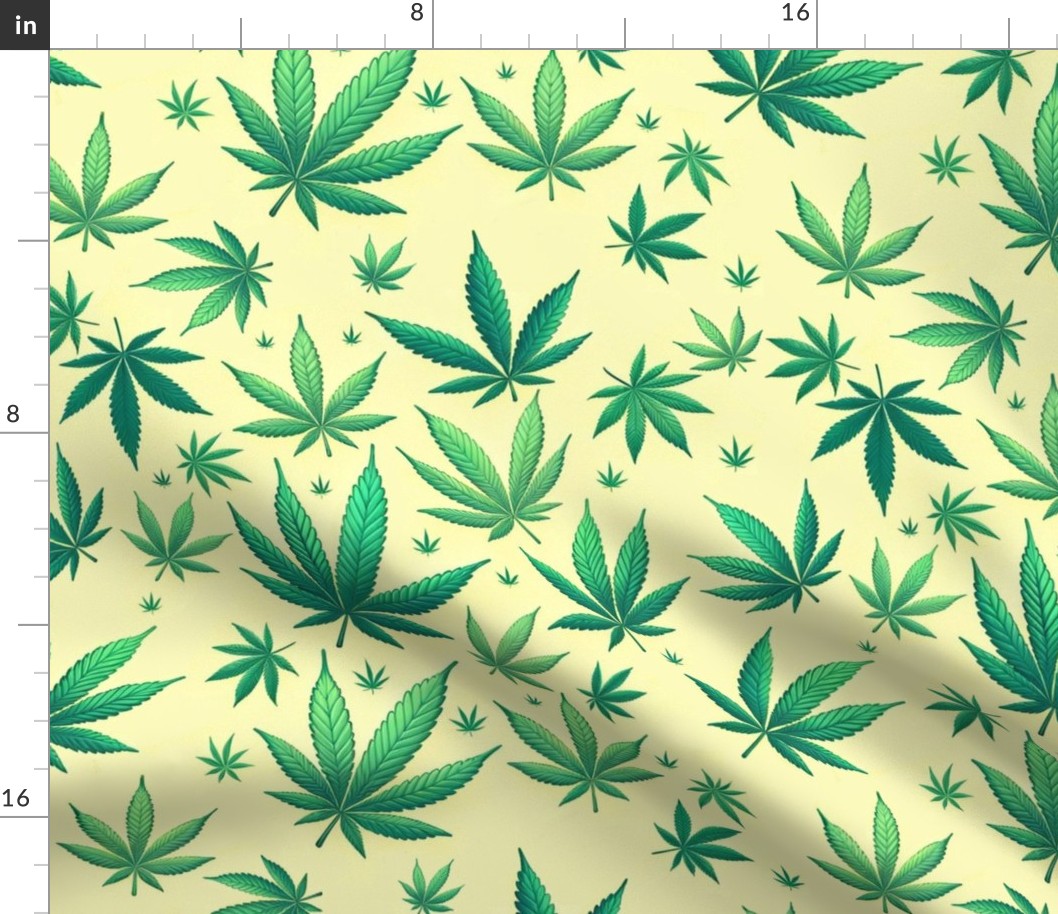 Green Cannabis Leaf Seamless Pattern Design