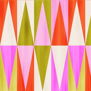 (L) Mid Mod Deco Diamond Party Wall 2. textured Pink Green Orange