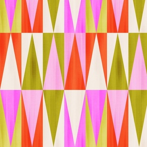 (M) Mid Mod Deco Diamond Party Wall 2. boho textured Pink Green Orange