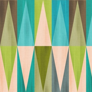 (L) Mid Mod Deco Diamond Party Wall 1. boho textured tonal pastels green 