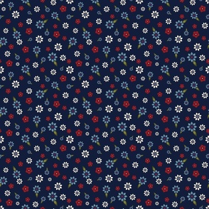 Americana Summer: Small Flowers (Navy BG)