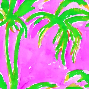 hot pink and bright green palm trees