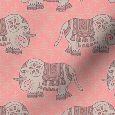 ELEPHANT PARADE Bohemian Exotic Jungle Animal in Sunset Neutral Beige Sand Mauve Rust on Blush Pink - SMALL Scale - UnBlink Studio by Jackie Tahara
