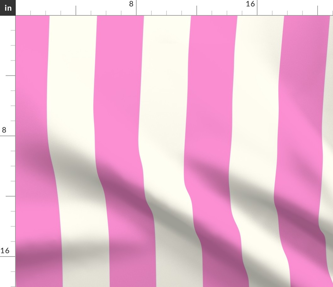 Medium Cabana stripe - Princess Pink and cream white - Candy stripe - Awning stripes - nautical - Striped wallpaper - resort coastal sunbrella tiki vertical