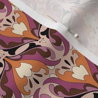 Abstract Art Nouveau Pattern - Vintage-Inspired in Purple, Orange, Cream, Pink, Brown & Black  // Smaller Scale