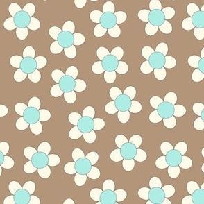 retro daisy - mint and brown