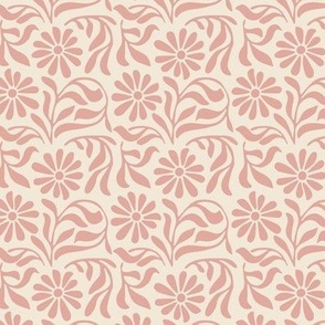( small) Dancing floral_ vines_ modern_ ivory_ pink 