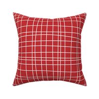 Off The Grid - Irregular Hand Drawn Linear Plaid Red White Large