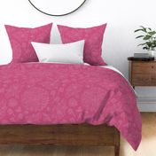 (L) Etchings of Dahlia Garden | Bold Pink and White | Large Scale