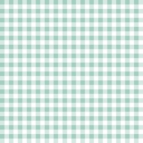 1/4" Gingham Check Blender - Mint Green and White - Mini Scale - Classic Geometric Design for Easter, Spring, and Farmhouse Styles