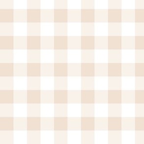 3/4" Gingham Check Blender - Almond Beige and White - Small Scale - Classic Geometric Design for Easter, Spring, and Farmhouse Styles