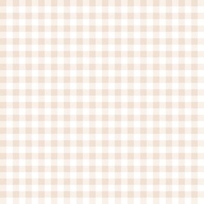 1/4" Gingham Check Blender - Almond Beige and White - Mini Scale - Classic Geometric Design for Easter, Spring, and Farmhouse Styles