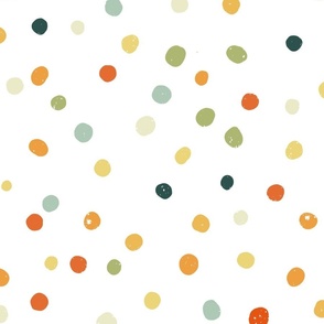 vintage mosaic dots large - lighthearted bold colorful dots - block print dots wallpaper and fabric