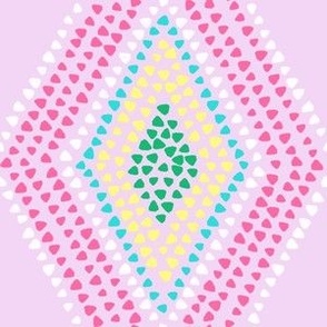 Mosaic - Retro Party Diamonds - Pink - Green - Blue - White - Yellow - Colorful Teen Girl Theme - Large