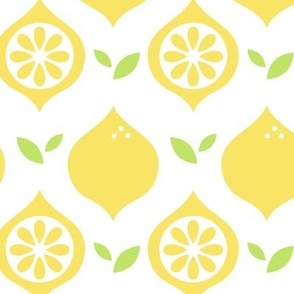 Geometric Yellow Lemons with Leaves