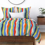 Retro Colors Wavy Stripes for Summertime Parties and Apparel Large Scale