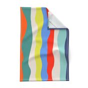 Retro Colors Wavy Stripes for Summertime Parties and Apparel Large Scale