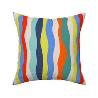 Retro Colors Wavy Stripes for Summertime Parties and Apparel Small Scale