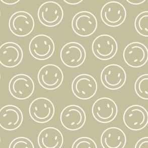 1" Smiley Faces - Happy Toss - Sage Green