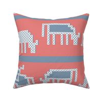 Celtic Knot Cow Herd Stripe in Gray White and Pink