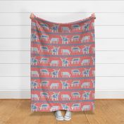 Celtic Knot Cow Herd Stripe in Gray White and Pink