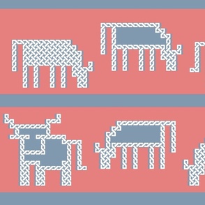 Celtic Knot Cow Herd Stripe in Gray White and Pink