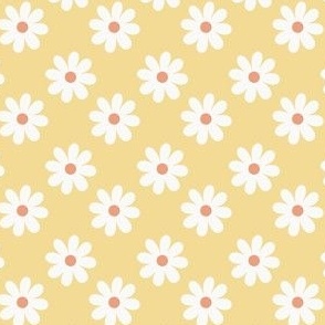 1" Spring Daisies - Half Drop - Yellow and White