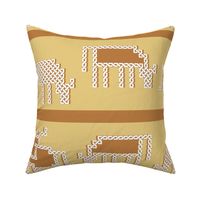 Celtic Knot Cow Herd Stripe in Brown White and Yellow