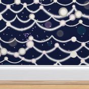 Party wall fairy disco lights white and pink on navy blue (extra large/ jumbo scale)