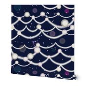 Party wall fairy disco lights white and pink on navy blue (extra large/ jumbo scale)