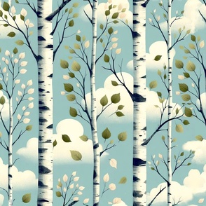 birch sky forest