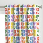 Retro Blockprint Rainbow Floral  Cute Mod Flowers in 60s style