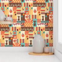 Groovy Bauhaus Animal Party Wallpaper