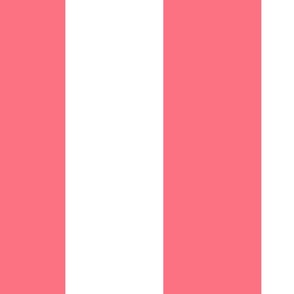 6 inch vertical stripe coral pink and white
