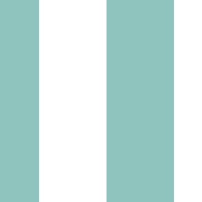 6 inch vertical stripe light teal and white