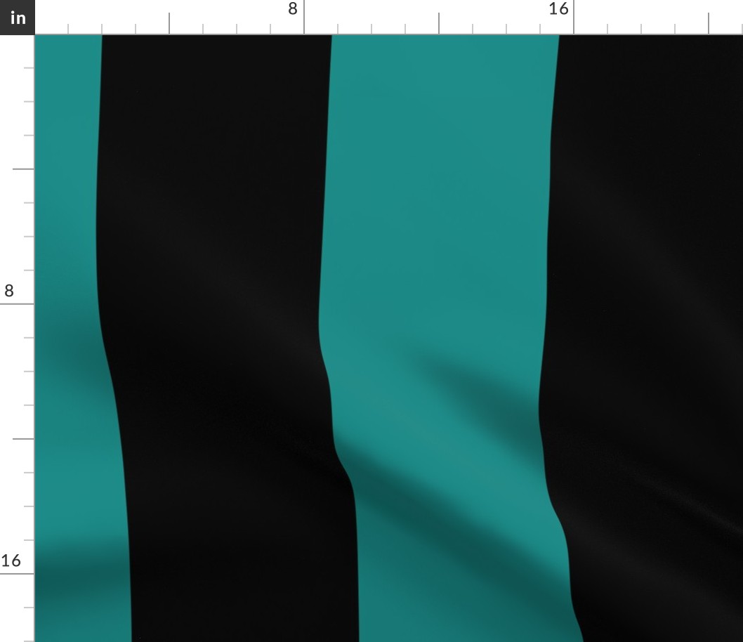 6 inch black and teal vertical stripes
