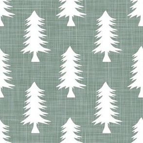 Smaller Pine Tree Silhouettes on Soft Pine Green Crosshatch
