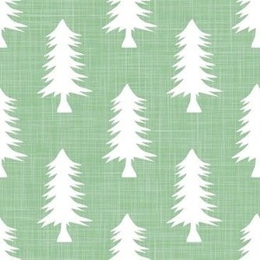Smaller Pine Tree Silhouettes on Fresh Green Crosshatch
