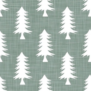Bigger Pine Tree Silhouettes on Soft Pine Green Crosshatch