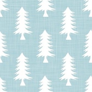Smaller Pine Tree Silhouettes on Baby Blue Crosshatch