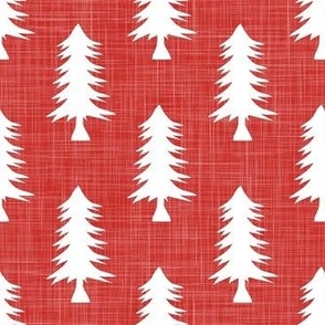 Smaller Pine Tree Silhouettes on Rustic Red Crosshatch