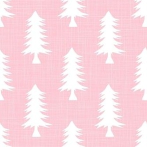 Smaller Pine Tree Silhouettes on Baby Pink Crosshatch
