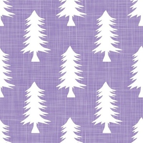 Bigger Pine Tree Silhouettes on Violet Crosshatch