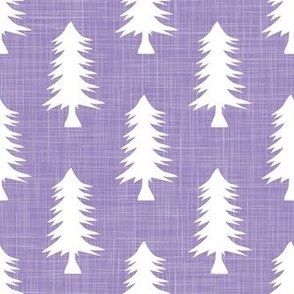 Smaller Pine Tree Silhouettes on Violet Crosshatch