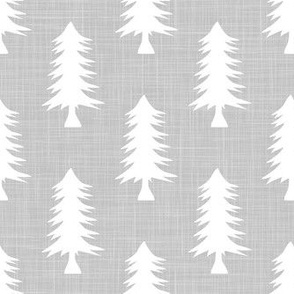 Smaller Pine Tree Silhouettes on Cloud Grey Crosshatch
