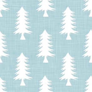 Bigger Pine Tree Silhouettes on Baby Blue Crosshatch