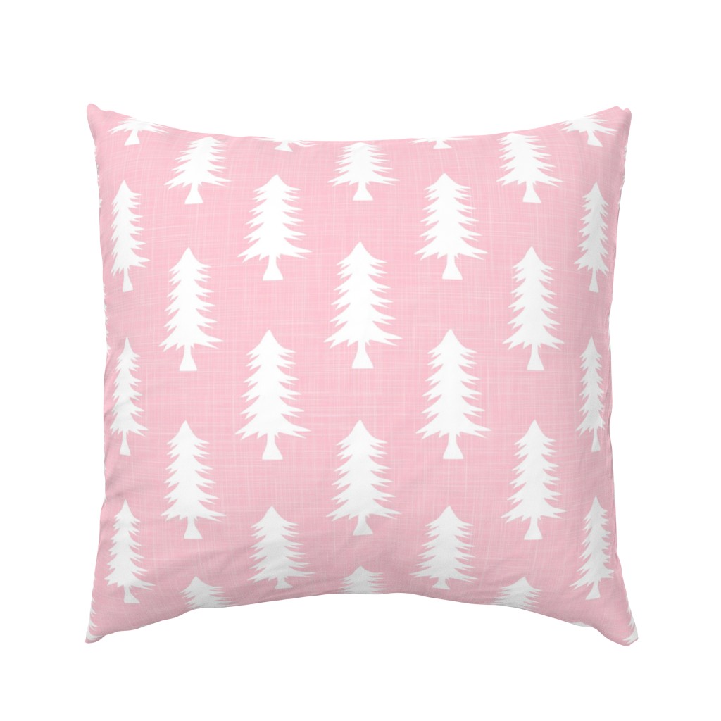 Bigger Pine Tree Silhouettes on Baby Pink Crosshatch