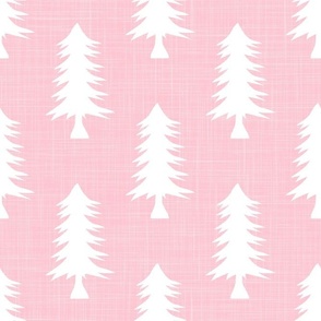 Bigger Pine Tree Silhouettes on Baby Pink Crosshatch