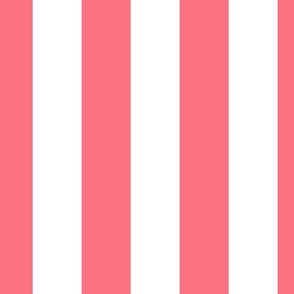 3 inch white and bright coral pink vertical stripes